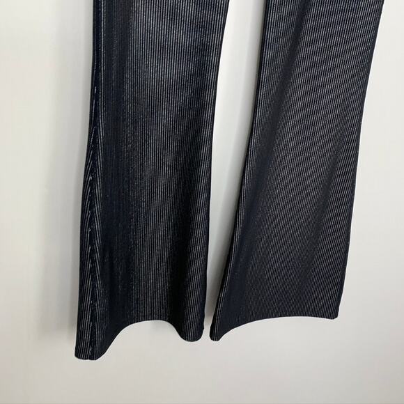 Carbon38 Black Striped Metallic Flared Shimmer Pants Size Medium New - Picture 5 of 14